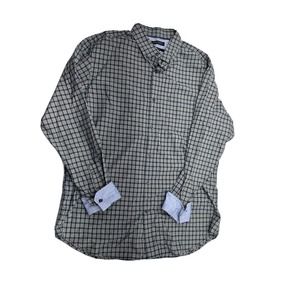 Banana Republic Button Dress Shirt Mens XL Gray 17-19 Plaid Slim Fit 2015